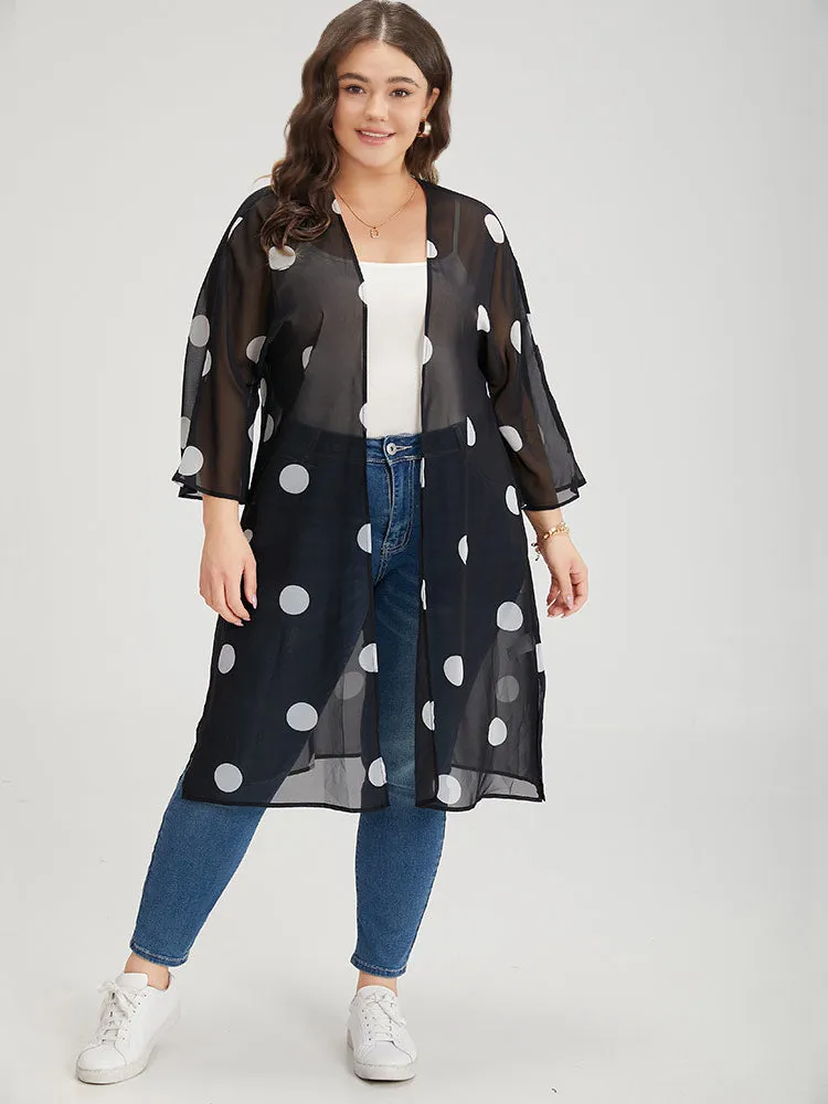 Polka Dot Mesh Drape Open Front Kimono sold by Bloomchic product image thumbnail 4