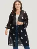 Polka Dot Mesh Drape Open Front Kimono sold by Bloomchic