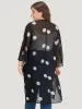 Polka Dot Mesh Drape Open Front Kimono sold by Bloomchic