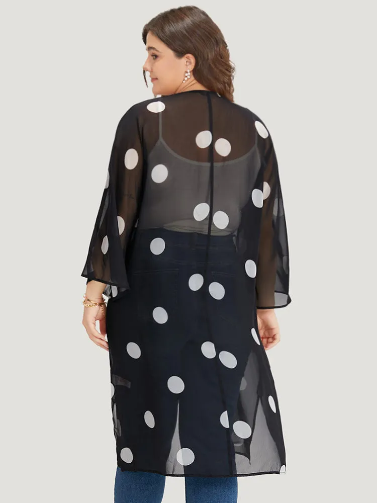 Polka Dot Mesh Drape Open Front Kimono sold by Bloomchic product image thumbnail 2
