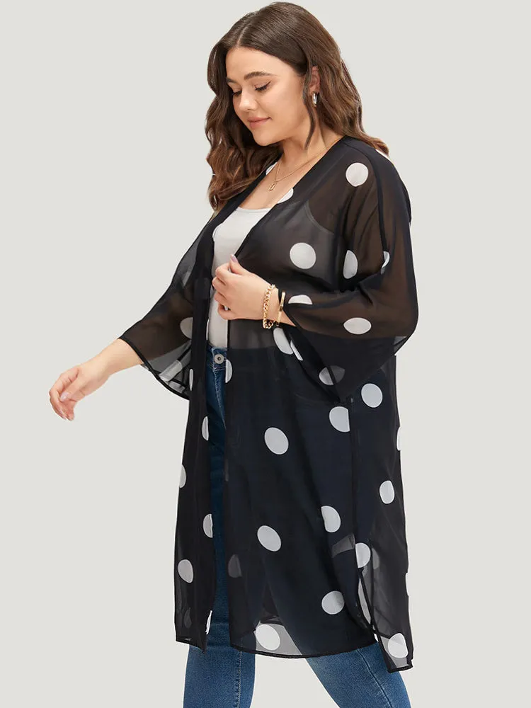 Polka Dot Mesh Drape Open Front Kimono sold by Bloomchic product image thumbnail 3