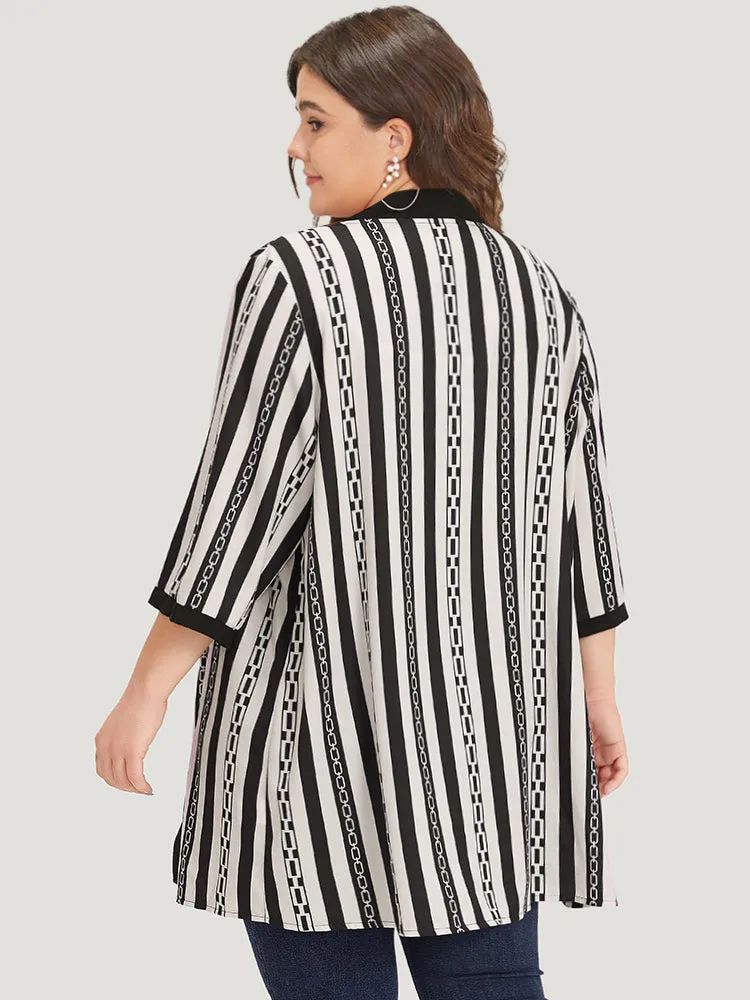 Striped Patchwork Contrast Open Front Kimono sold by Bloomchic product image thumbnail 2