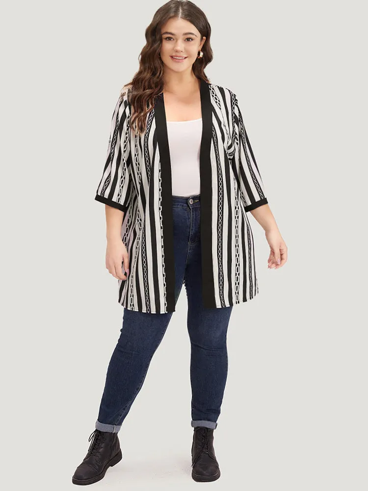 Striped Patchwork Contrast Open Front Kimono sold by Bloomchic product image thumbnail 4