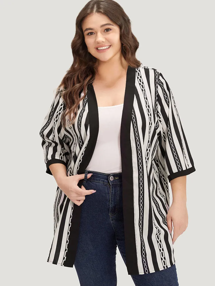 Striped Patchwork Contrast Open Front Kimono sold by Bloomchic product image thumbnail 5