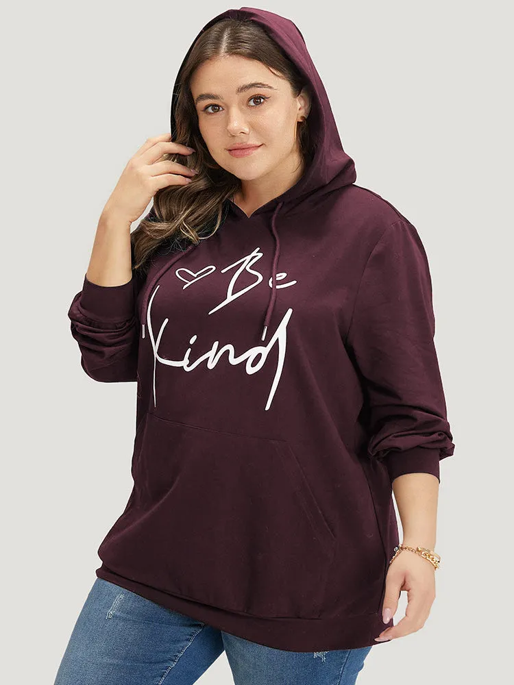 Letter Print Pocket Drawstring Hooded Sweatshirt sold by Bloomchic product image thumbnail 3