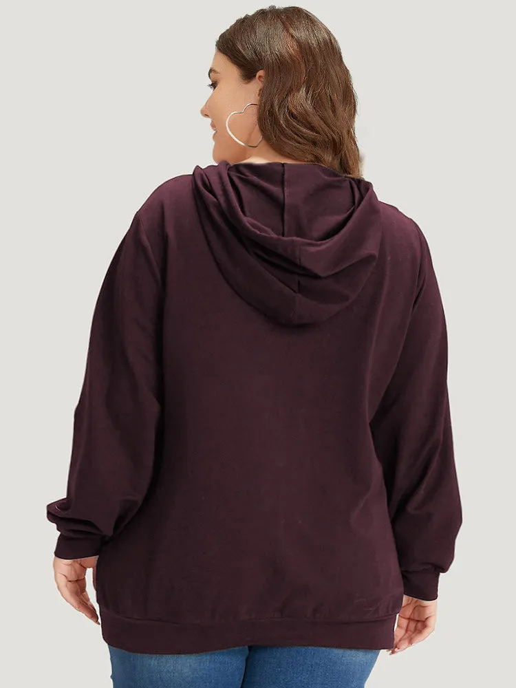 Letter Print Pocket Drawstring Hooded Sweatshirt sold by Bloomchic product image thumbnail 2