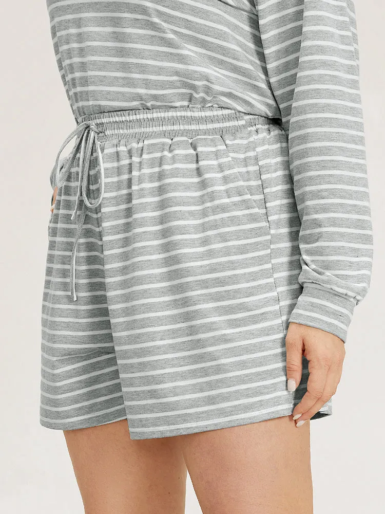 Striped Print Drawstring Elastic Waist Sleep Shorts sold by Bloomchic product image thumbnail 3