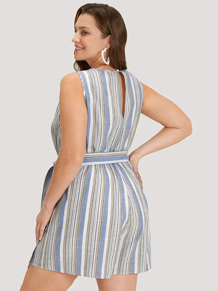 Striped Pocket Cut Out Knot Sleeveless Jumpsuit sold by Bloomchic product image thumbnail 4