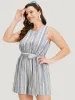 Striped Pocket Cut Out Knot Sleeveless Jumpsuit sold by Bloomchic