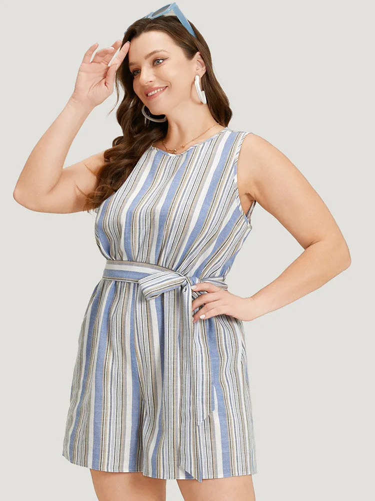 Striped Pocket Cut Out Knot Sleeveless Jumpsuit sold by Bloomchic product image thumbnail 2