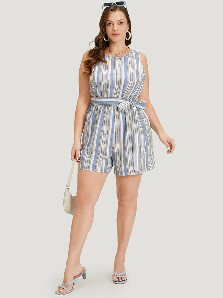 Striped Pocket Cut Out Knot Sleeveless Jumpsuit sold by Bloomchic product image thumbnail 3