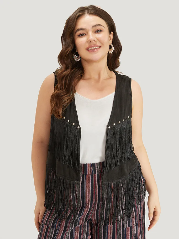 Plain Tassel Trim Rivets Sleeveless Vest sold by Bloomchic product image thumbnail 5