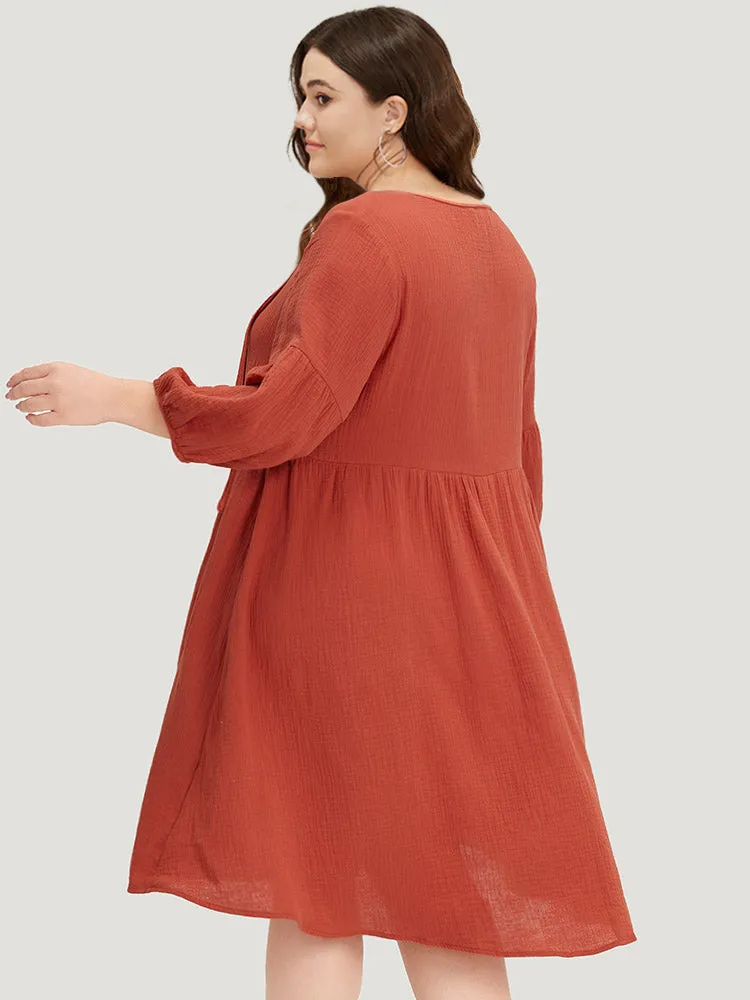 Plain Pocket Pleated Ties Elastic Cuffs Dress sold by Bloomchic product image thumbnail 5