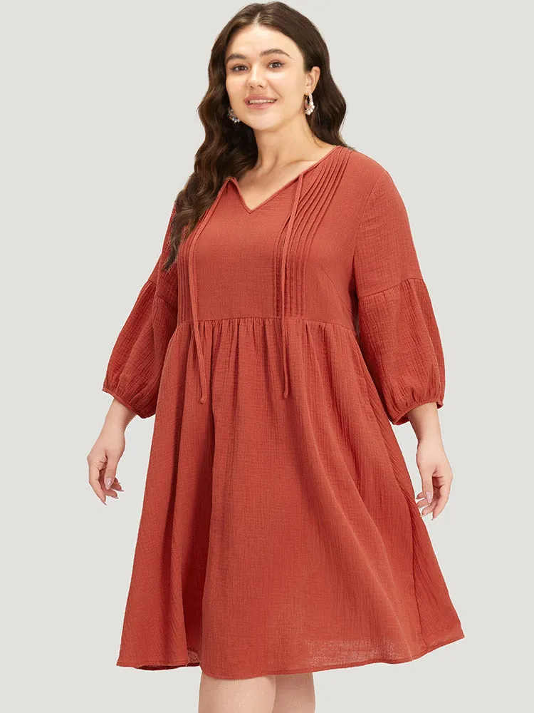 Plain Pocket Pleated Ties Elastic Cuffs Dress sold by Bloomchic product image thumbnail 4