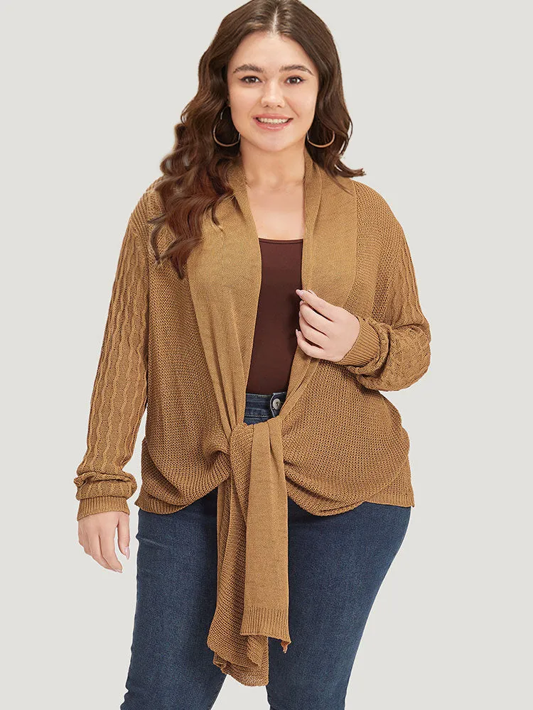 Solid Lapel Collar Patchwork Asymmetrical Hem Cardigan sold by Bloomchic product image thumbnail 5