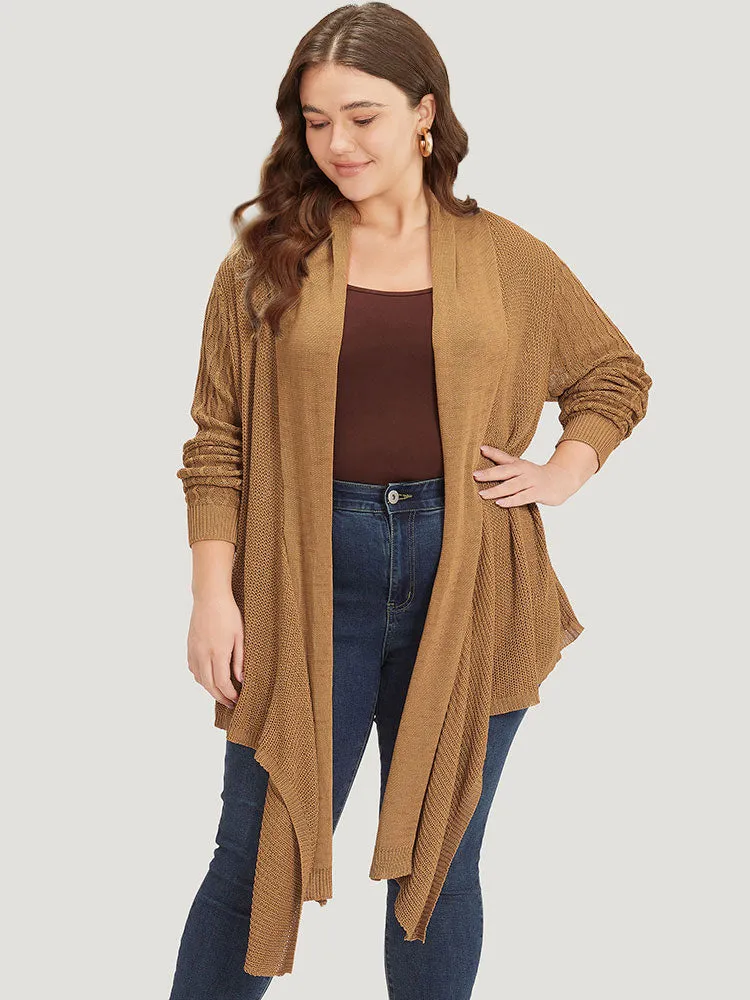 Solid Lapel Collar Patchwork Asymmetrical Hem Cardigan sold by Bloomchic product image thumbnail 3