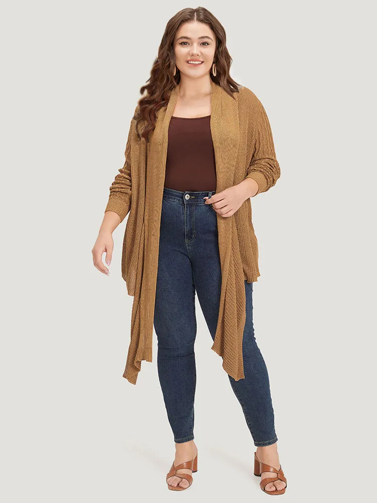Solid Lapel Collar Patchwork Asymmetrical Hem Cardigan sold by Bloomchic product image thumbnail 4