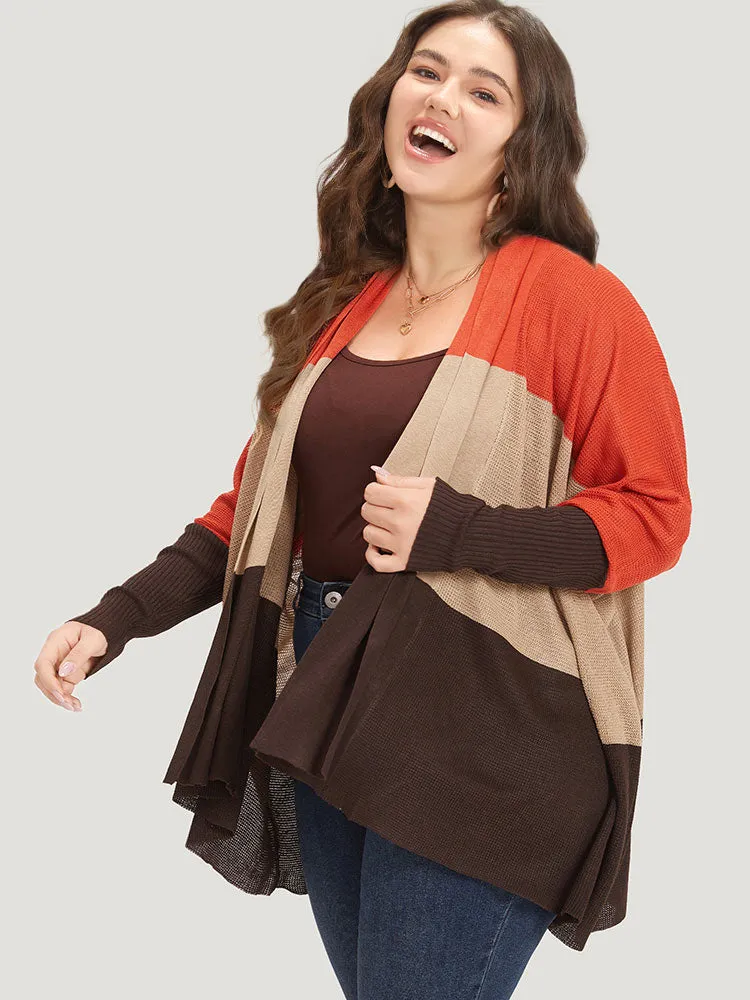 Colorblock Contrast Elastic Cuffs Open Front Cardigan sold by Bloomchic product image thumbnail 5