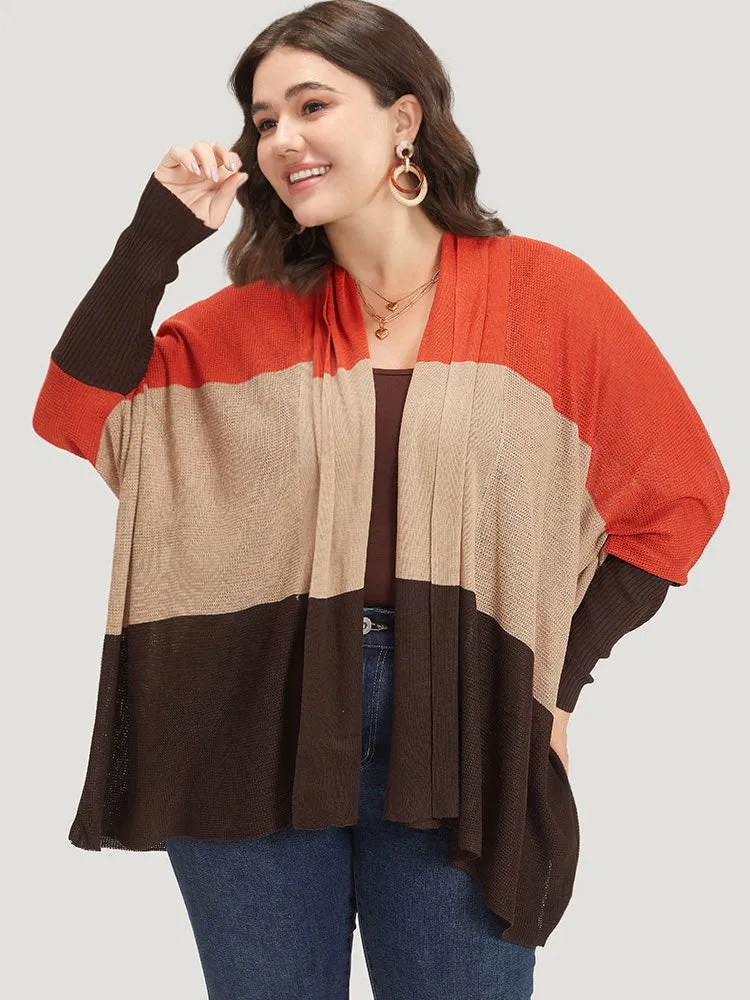 Colorblock Contrast Elastic Cuffs Open Front Cardigan sold by Bloomchic product image thumbnail 3