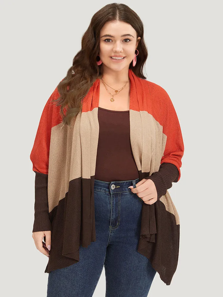 Colorblock Contrast Elastic Cuffs Open Front Cardigan sold by Bloomchic product image thumbnail 4