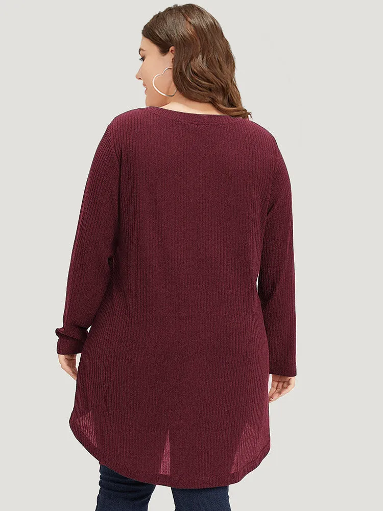 Plain Texture V Neck Button Detail T-shirt sold by Bloomchic product image thumbnail 4