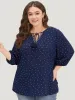 Polka Dot Tassels Ties Elastic Cuffs Blouse sold by Bloomchic