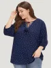 Polka Dot Tassels Ties Elastic Cuffs Blouse sold by Bloomchic
