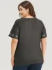 Bandana Print V Neck Short Sleeve T-shirt sold by Bloomchic