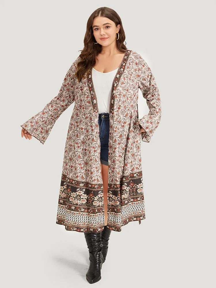 Bandana Print Belted Open Front Bell Sleeve Kimono sold by Bloomchic product image thumbnail 4