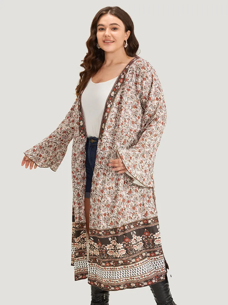Bandana Print Belted Open Front Bell Sleeve Kimono sold by Bloomchic product image thumbnail 3