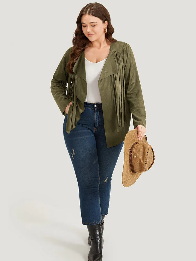 Plain Tassel Trim Open Front Jacket sold by Bloomchic product image thumbnail 4