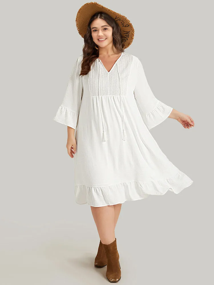 Solid Pocket Ties Tassels Bell Sleeve Dress sold by Bloomchic product image thumbnail 5