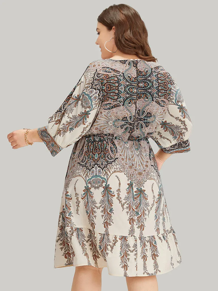 Bandana Print Pocket Elastic Waist Patchwork Dress sold by Bloomchic product image thumbnail 5