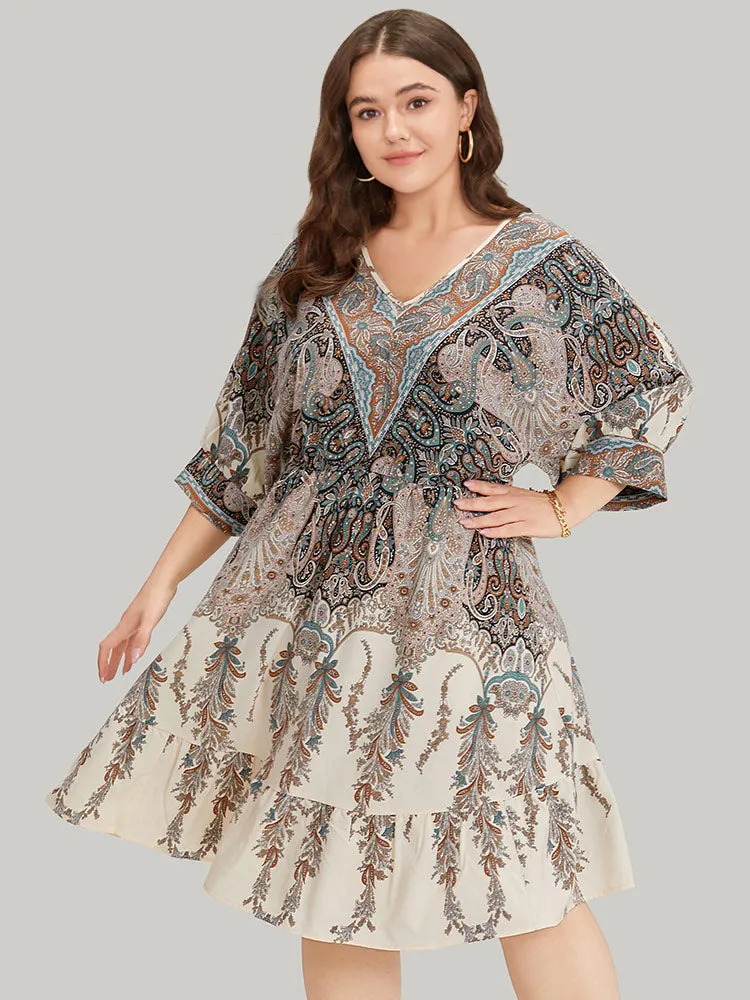 Bandana Print Pocket Elastic Waist Patchwork Dress sold by Bloomchic product image thumbnail 3