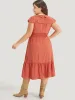 Solid Pocket Ruffle Trim Layered Shirred Dress sold by Bloomchic