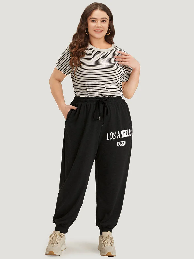Letter Print Pocket Drawstring Sweatpant sold by Bloomchic product image thumbnail 3
