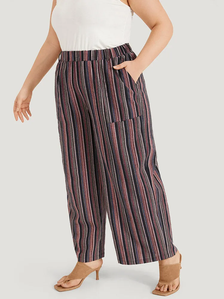 Striped Print Pocket Elastic Waist Pants sold by Bloomchic product image thumbnail 2