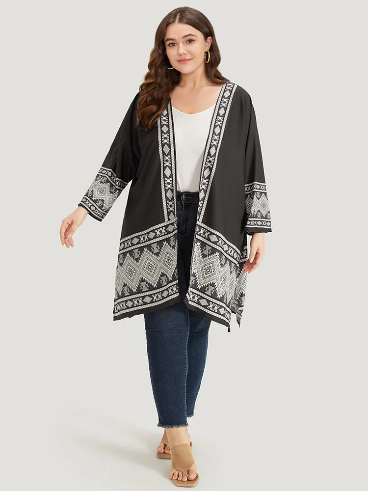 Boho Print Open Front Pocket Split Hem Kimono sold by Bloomchic product image thumbnail 3