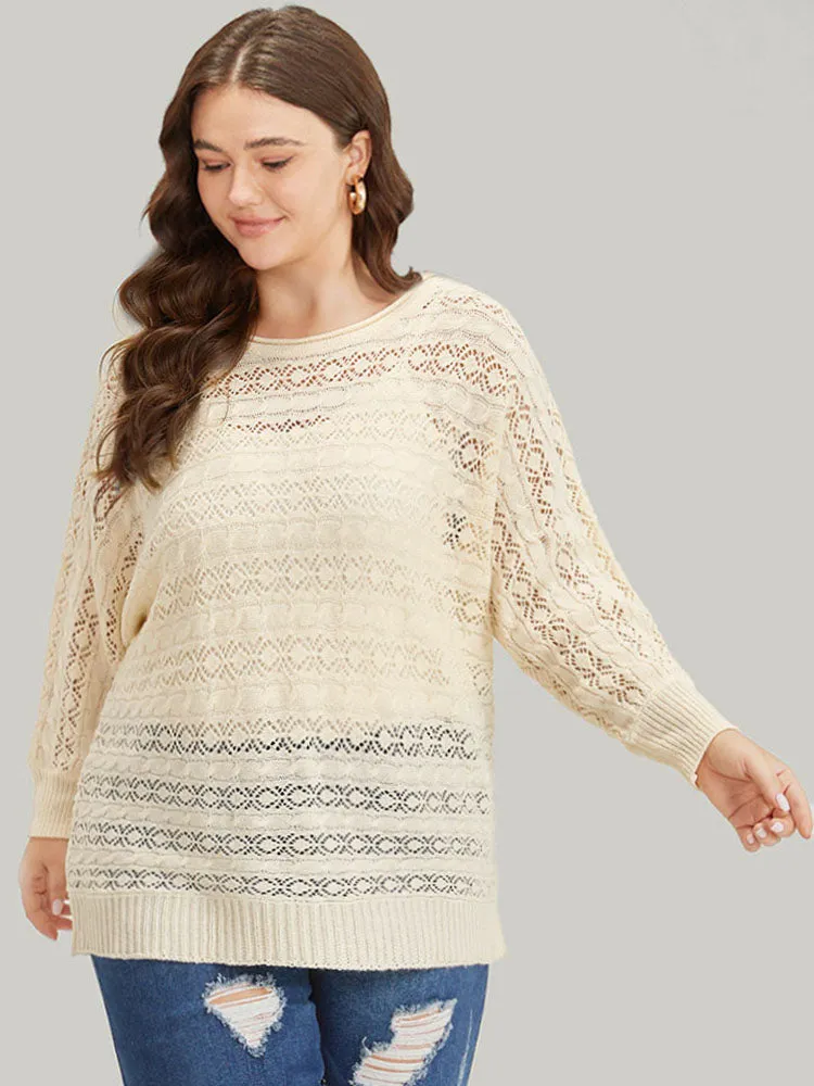 Plisse Eyelet Dolman Sleeve Elastic Cuffs Pullover sold by Bloomchic product image thumbnail 4