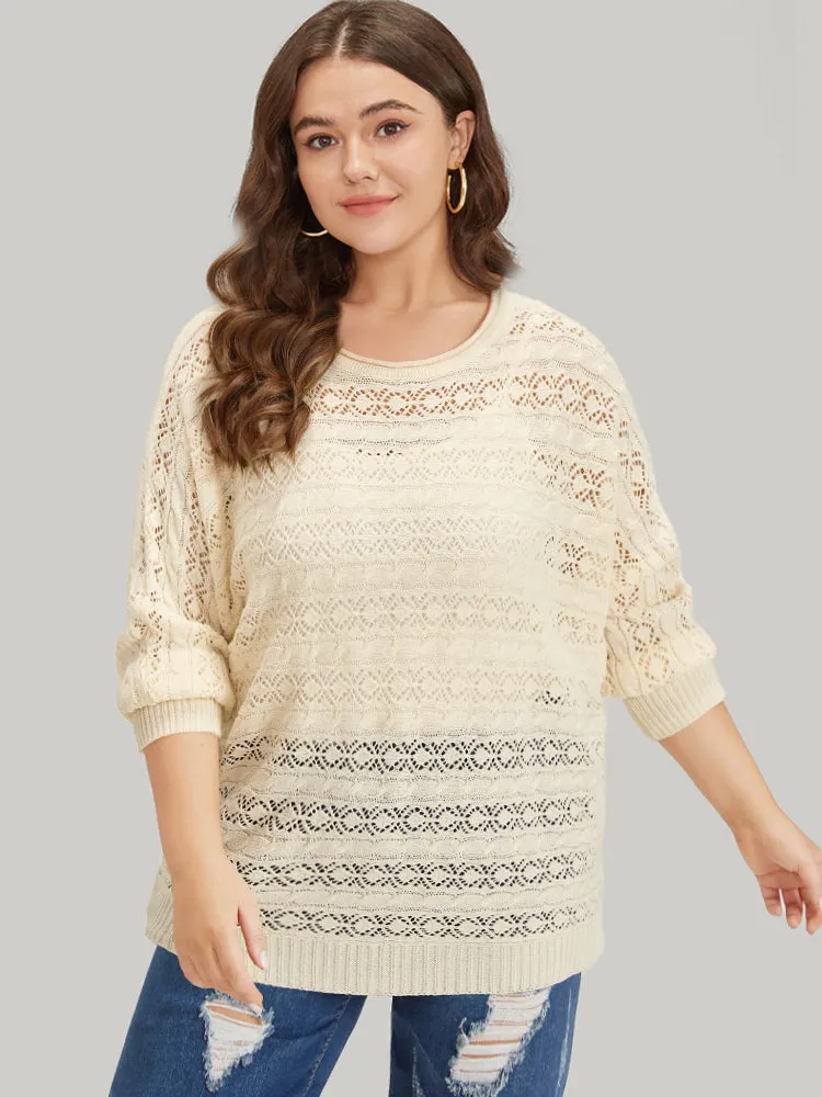 Plisse Eyelet Dolman Sleeve Elastic Cuffs Pullover sold by Bloomchic product image thumbnail 5