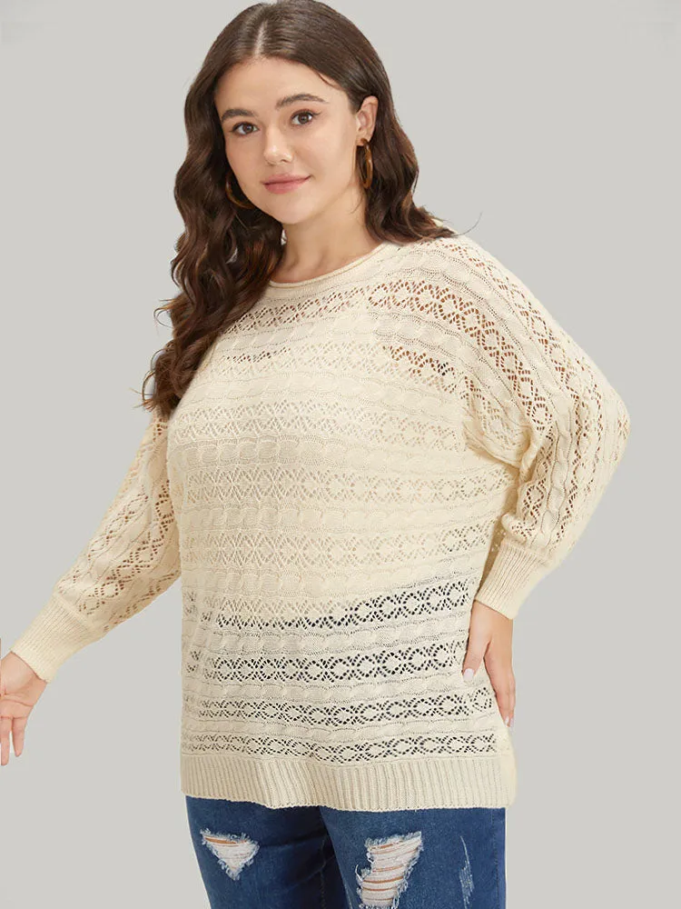 Plisse Eyelet Dolman Sleeve Elastic Cuffs Pullover sold by Bloomchic product image thumbnail 3