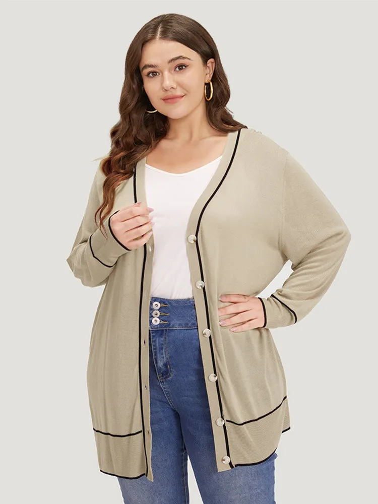 Supersoft Essentials Contrast Trim Button Through Elastic Cuffs Cardigan sold by Bloomchic product image thumbnail 5