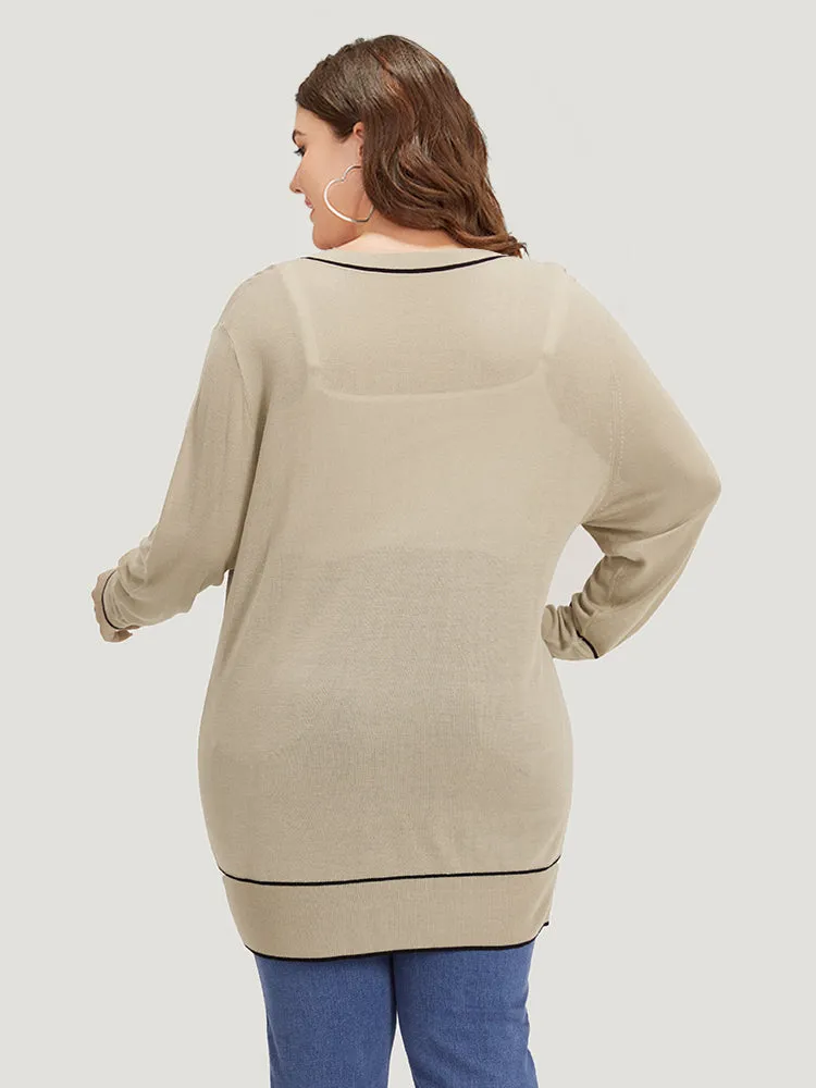 Supersoft Essentials Contrast Trim Button Through Elastic Cuffs Cardigan sold by Bloomchic product image thumbnail 2