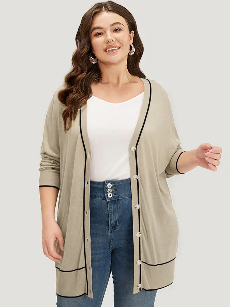 Supersoft Essentials Contrast Trim Button Through Elastic Cuffs Cardigan sold by Bloomchic product image thumbnail 3