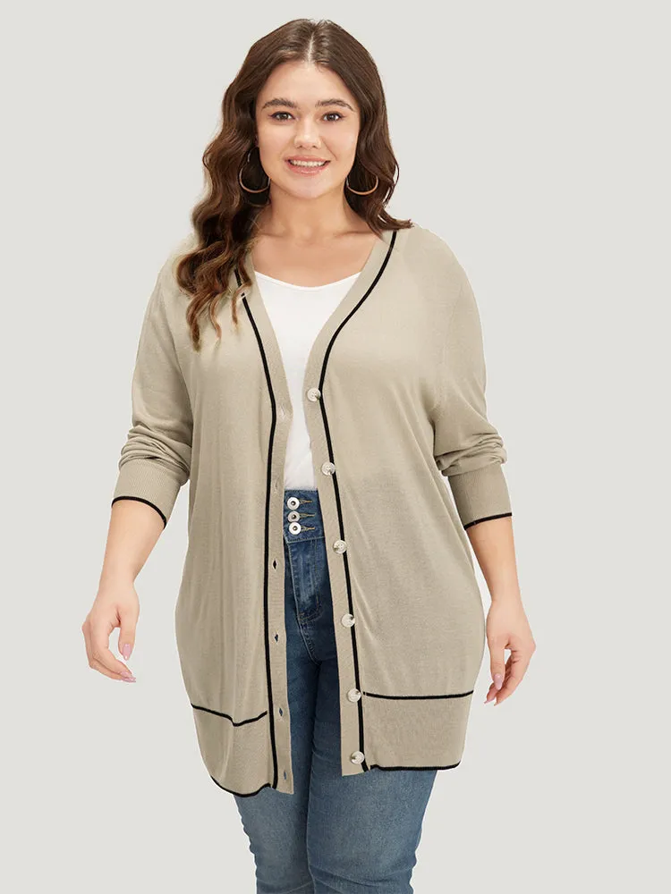 Supersoft Essentials Contrast Trim Button Through Elastic Cuffs Cardigan sold by Bloomchic product image thumbnail 4