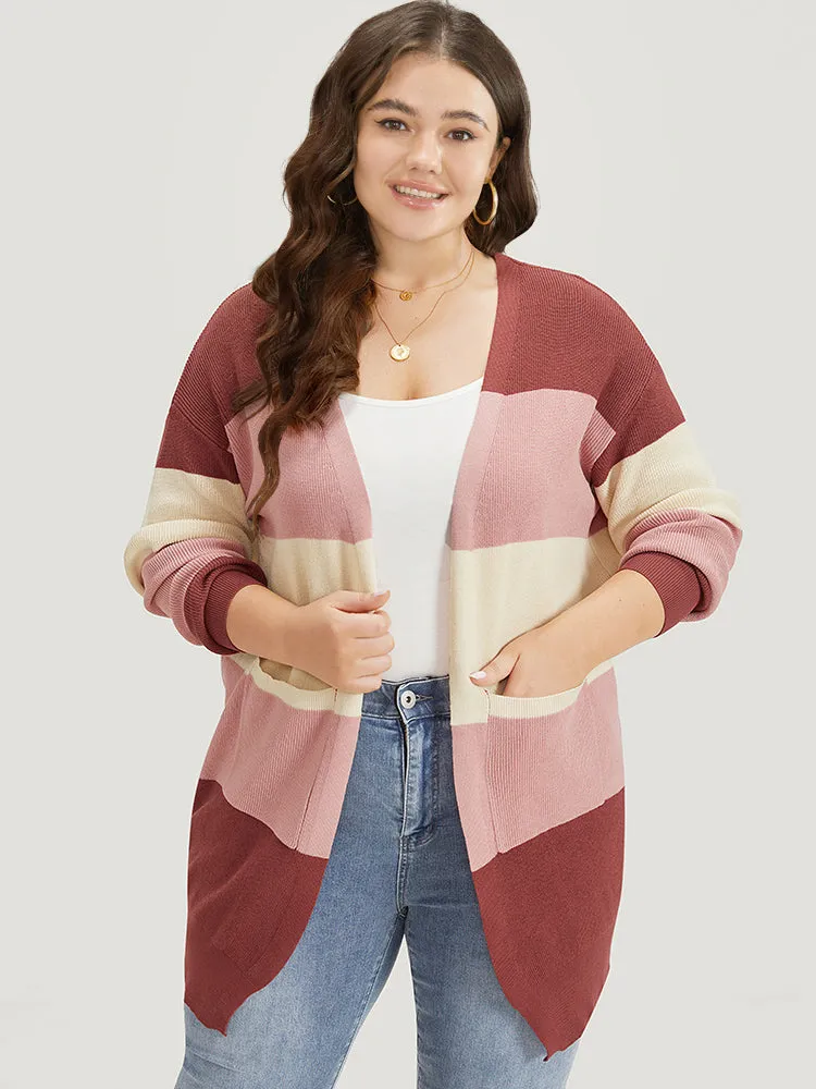 Colorblock Patchwork Patched Pocket Elastic Cuffs Cardigan sold by Bloomchic product image thumbnail 4
