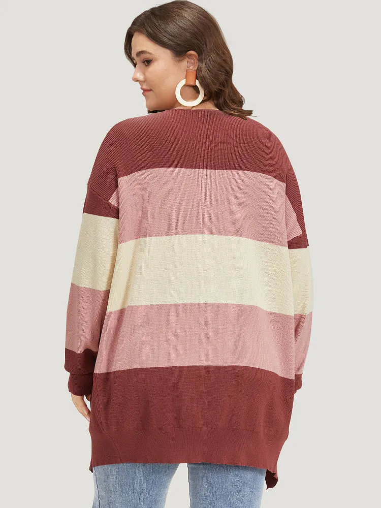 Colorblock Patchwork Patched Pocket Elastic Cuffs Cardigan sold by Bloomchic product image thumbnail 2