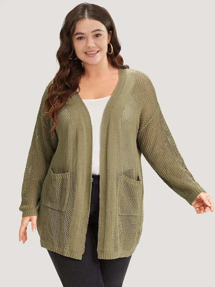 Solid Patched Pocket Open Front Patchwork Cardigan sold by Bloomchic product image thumbnail 4