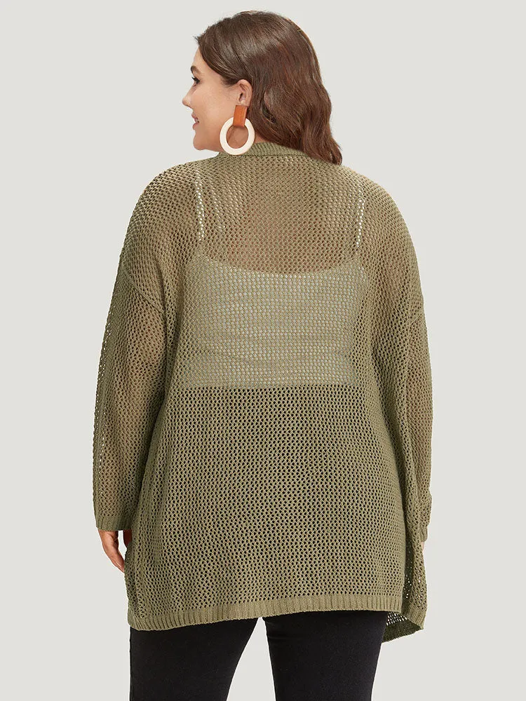 Solid Patched Pocket Open Front Patchwork Cardigan sold by Bloomchic product image thumbnail 2