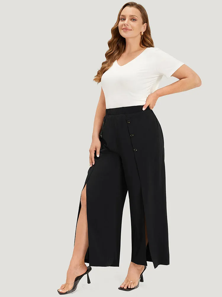Solid Button Detail Pocket Wrap Hem Pants sold by Bloomchic product image thumbnail 5